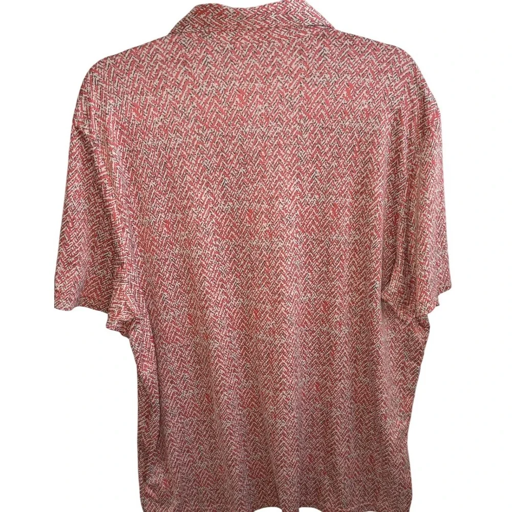 Adidas Men's Golf Polo Shirt Coral Zigzag Pattern Short Sleeve 2XL Fast Shipping